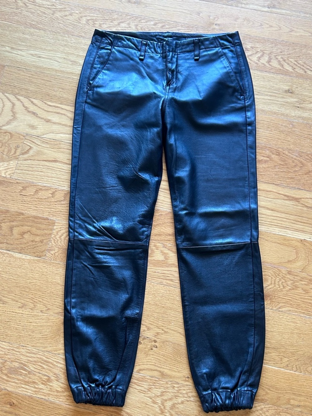 Rag & Bone Black 100% Lamb Leather Joggers